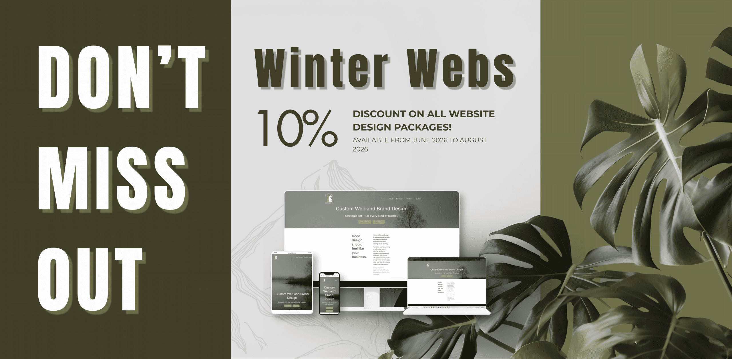 Discount on all website design packages!! Only available from June 2026 to August 2026